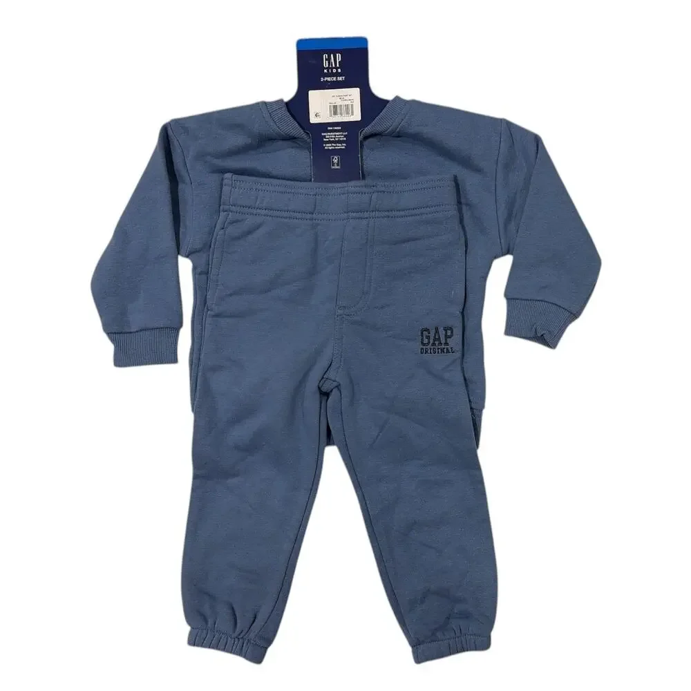 NWT Gap Boys Blue Dinosaur Fleece 2 Piece Sweatshirt Sweatpant Set Size 3T